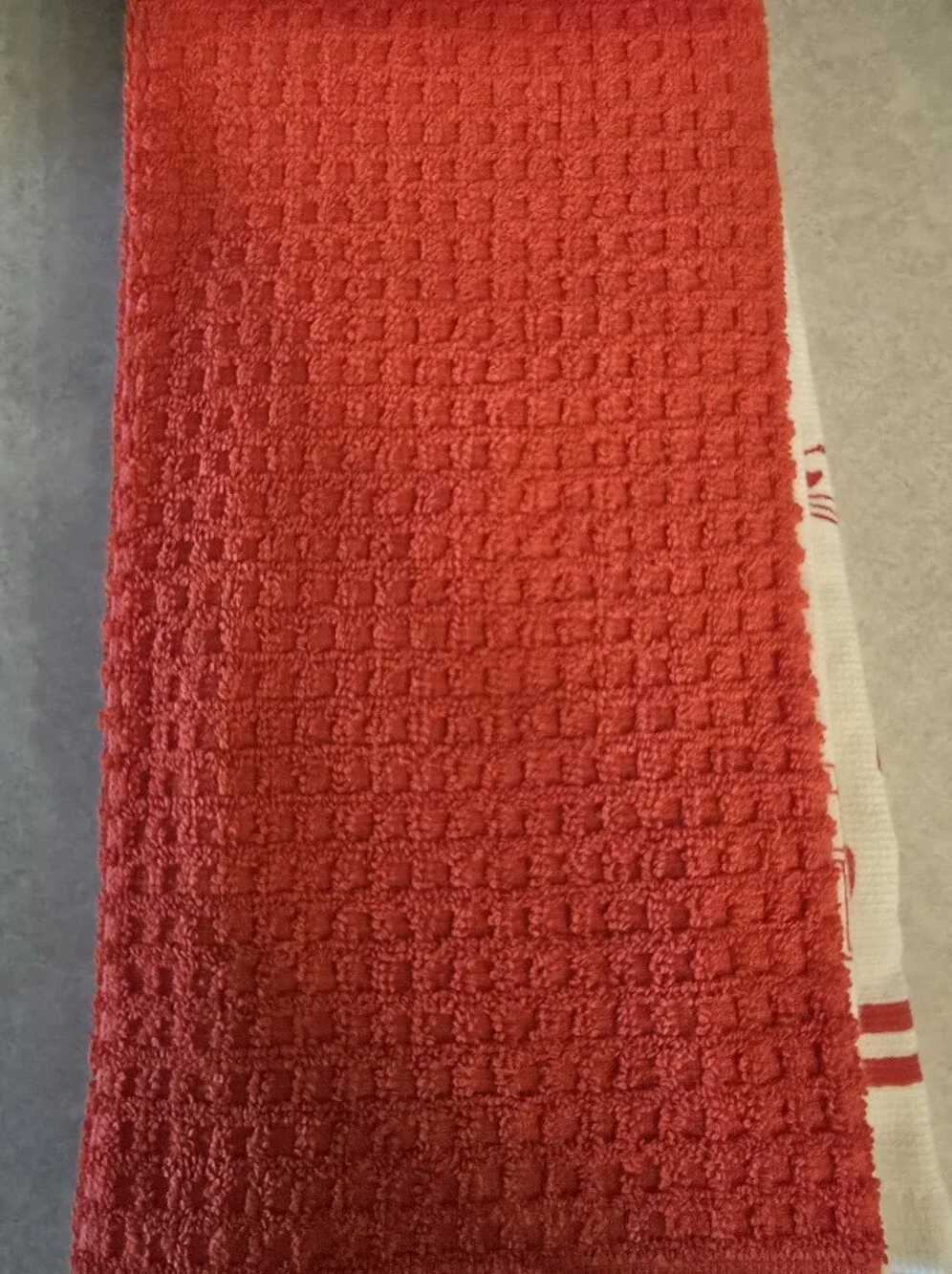 Kassatex White Kitchen Towel with Red Football Motif